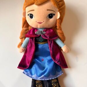 Disney Store Anna Frozen Plush Doll w Cape Filigree Boots Let It Go